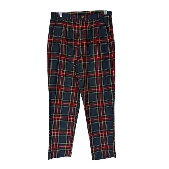 Urban Renewal Gray & Red Plaid High Waisted Straight Trousers Pants Size S - Picture 4 of 9